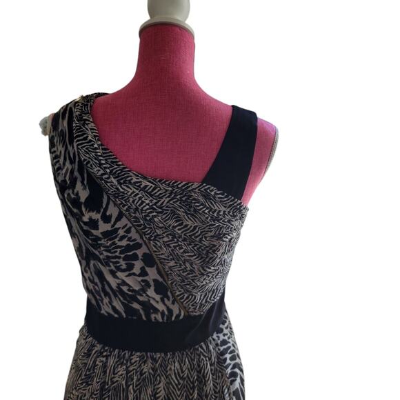 Allen B. 90s Leopard Zebra SIZE 6 Asymmetrical Wrap Dress Baddie sexy sirencore - Picture 5 of 11